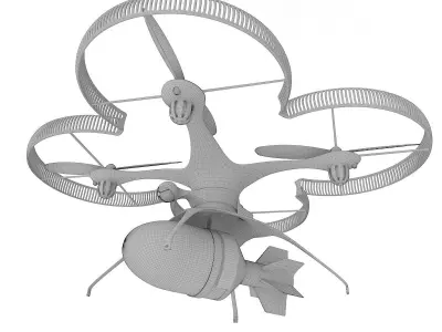 Military drone quadcopter with bomb 3D model