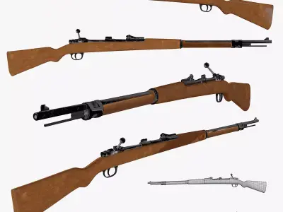 3D Mauser 87 Rifle - Low poly model Low-poly 3D model