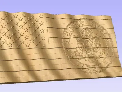 3D Wavy Flag with Army Seal 3D print model