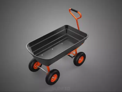 OUTDOOR UTILITY CART WAGON TROLLEY HAND TRUCK PLATFORM PALLET 4W 3D model