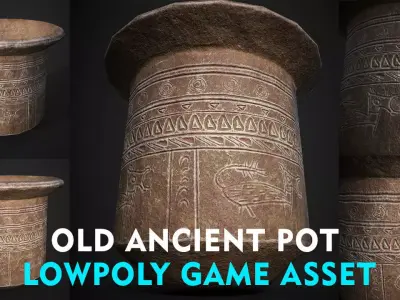 old ancient pot lowpoly game asset Low-poly 3D model