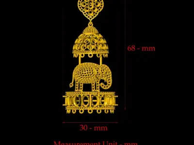 Elephant Jhumka Earring - 09 3D print model