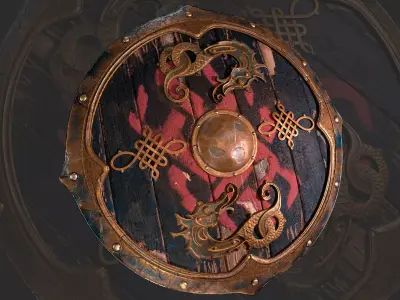 Round Viking Shield Copper 3D model