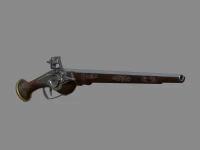 Weapon - Flintlock - German Wheellock Pistol Low-poly 3D model
