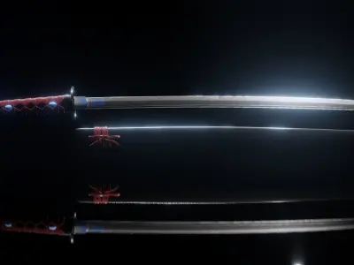 Katana samurai sword Free 3D model 5