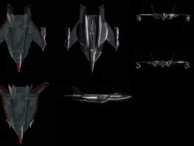 F14 Tomcat Inspired Space Fighter The SF14 Sabercat Low-poly 3D model