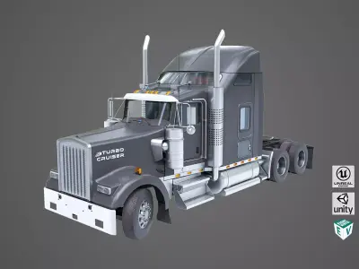 Heavy Truck Chassis 02 Generic Black All PBR Unity UE Textures Low-poly 3D model