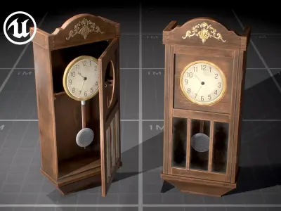 Used Soviet Wall Clock Low-poly 3D model