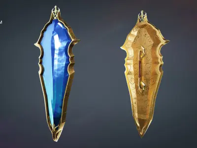 Fantasy Oblong Shield Low-poly 3D model