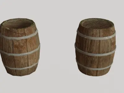 Wooden barrels Low-poly 3D model purchase