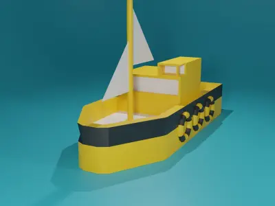 Minimalistic Low-poly Boat Elegance and Simplicity  Low-poly 3D model