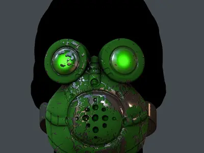 Gas mask helmet 3d model scifi Low-poly  Low-poly 3D model 65