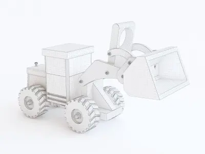 Wooden toy bulldozer 03 3D model
