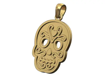 Mexican Calavera skull pendant with bail 3D print model