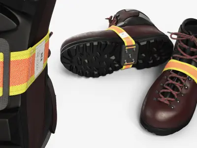 Intrinsically Safe Ice Cleats on Hiking Boots Scarpa 3D model