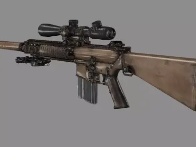KAC M110k1 Sniper Rifle Remington R11 Low-poly 3D Model Low-poly 3D model