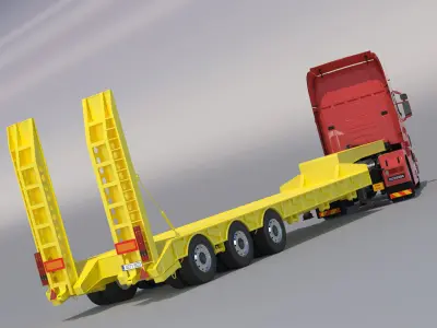 Euro Truck With Flatbed Semitruck  3D model