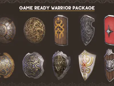 Warrior Shield Low poly 3d model Free low-poly 3D model