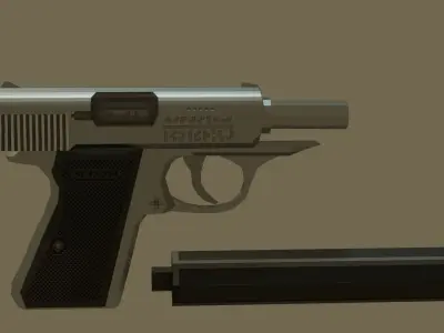Walther PPKS Low Poly Pixel Art  Free low-poly 3D model