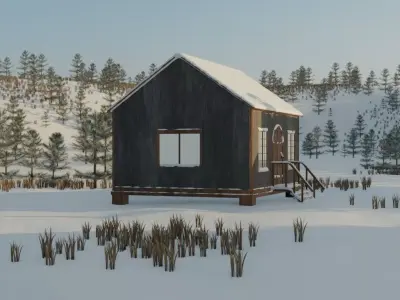 Snowy Village Landscape 3D model purchase