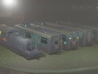 Cyber train  Game Ready Low-poly 3D model Low-poly 3D model