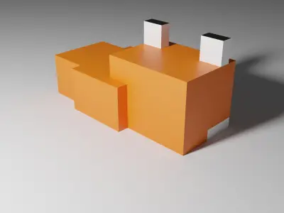 Minecraft Sleeping Fox Low-poly 3D model