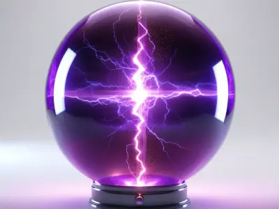 Glowing Plasma Ball with Purple Lightning 3D model