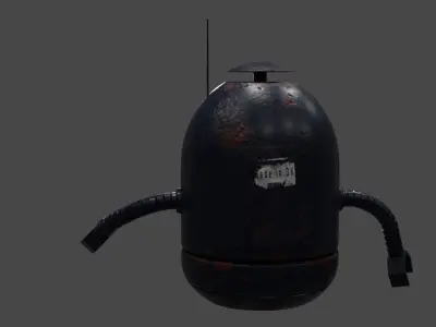 Old dark robot helper Free 3D model