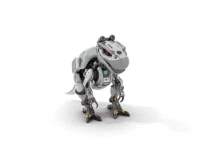 Futuristic Cybernetic Dinosaur Robot Model Pack Low-poly 3D model