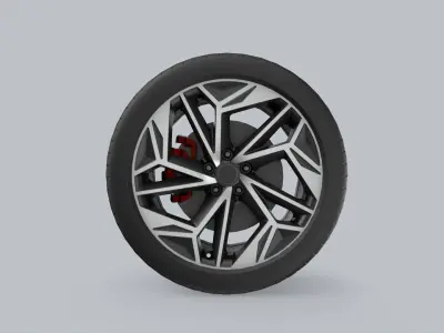 Car Wheel Game Ready Low-poly 3D model