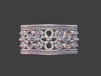 ornamental ring silver engraved band detailed mens unisex ring 3D print model
