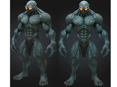 Alien Humanoid Creature Low-poly 3D model