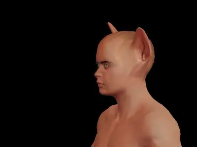 Couple-2 woman in outfit with cat ears Low-poly 3D model