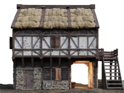 Medieval House Old 14 PBR 4K GameReady Low-poly 3D model