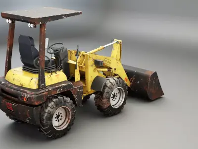 Small Used Agricultural Wheeled Loader Low-poly 3D model