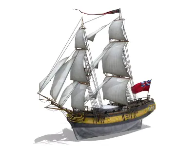 HMS Ontario 1780 Fully Furnished Low-poly 3D model