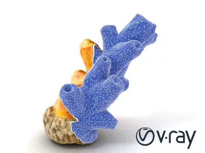 Vibrant Tubular Coral Sculpture model pack Low-poly 3D model