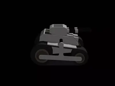 Stylized Low Poly Tank Twin Barrel Game Ready Low-poly 3D model