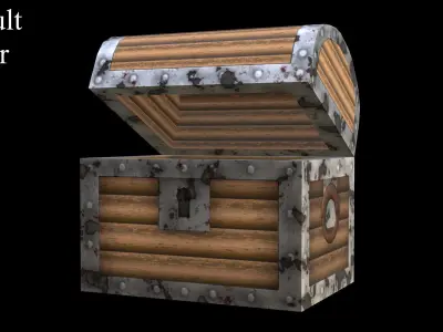 Pirate Wood Treasure Chest Low-poly 3D model