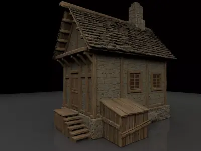 Detailed Medieval Building 6 Low-poly 3D model