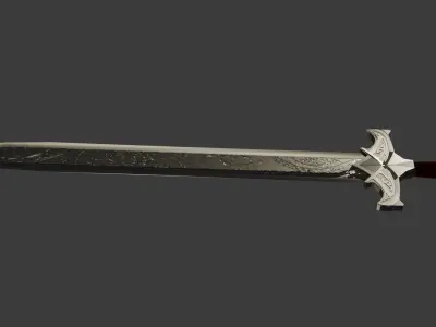 Sword with a pattern in the middle of the blade Free 3D model