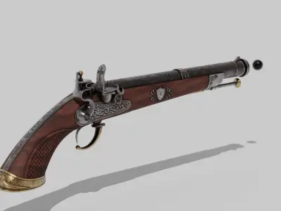 OB 00 19 vampire hunter main flintlock pistol Low-poly 3D model