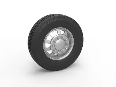 Front custom wheel of semi truck Version 18 Scale 1 to 25 3D print model