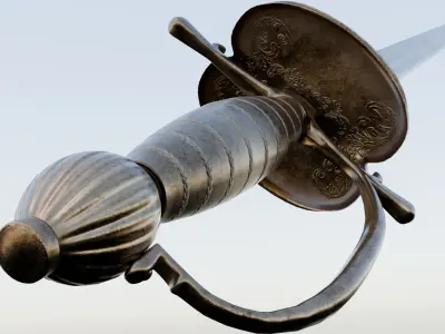 Swedish 18th century Officers Rapier m1700 game ready Low-poly 3D model