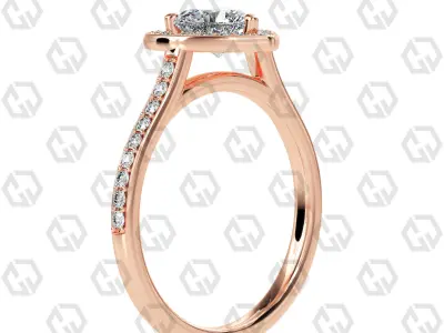 Ring 194 Heart Shape Cathedral Halo pave set with Gems 3D print model