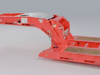 Talbert Detachable Gooseneck Lowboy Trailer 3d model Low-poly 3D model