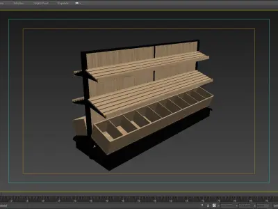 Shelf 3D model 4 wooden with shelves 3D model