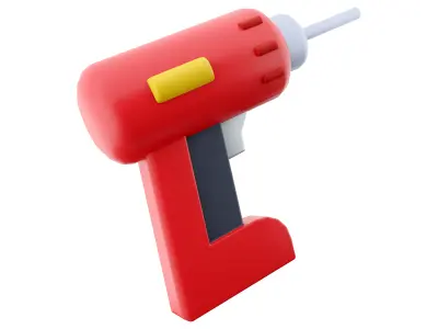 Cordless drill cartoon icon 3D model