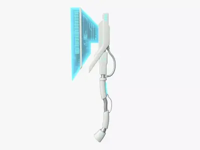 SciFi War Axe A02 White Blue - Sci Fi Weapon Design Low-poly 3D model