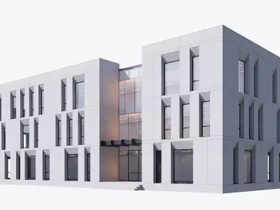 commercial building Low-poly 3D model 6